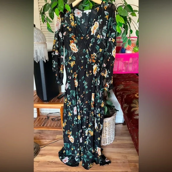 Yellow and Orange Long Sleeve Bishop Sundress - Picture 1 of 4